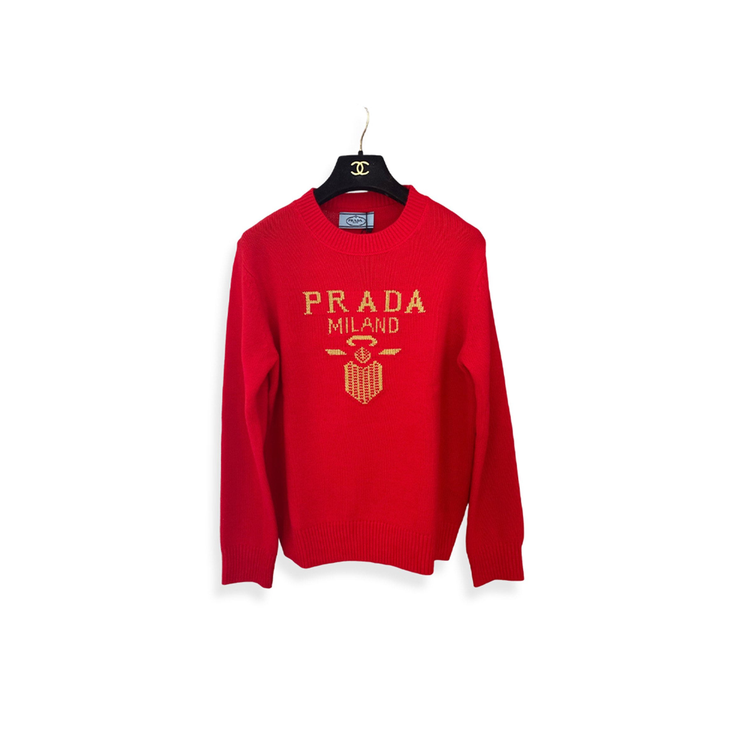 PRADA LOGO-INTARSIA CASHMERE SWEATER 